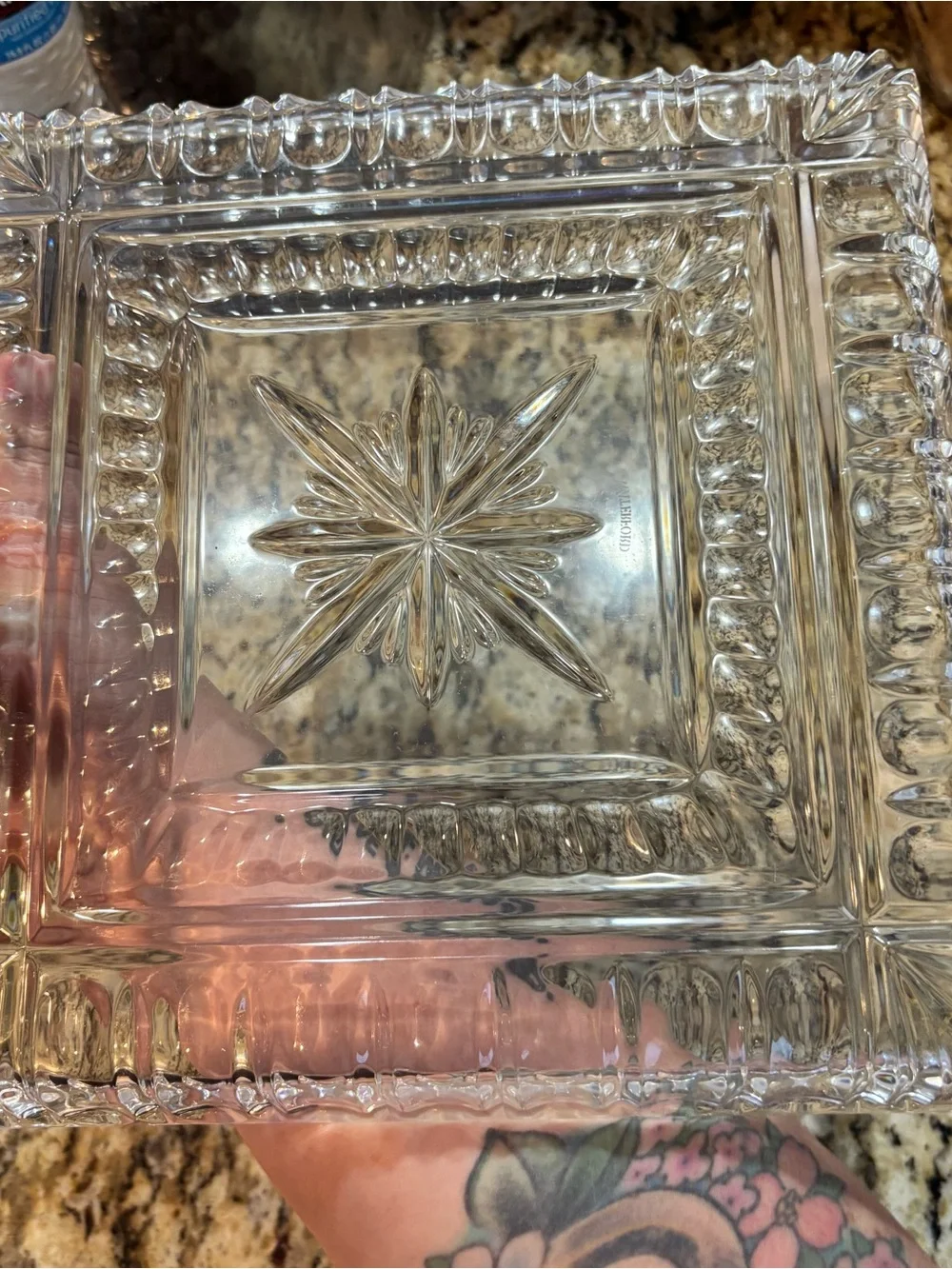Waterford Crystal Clear Cut-Glass Square Serving Platter 10”
